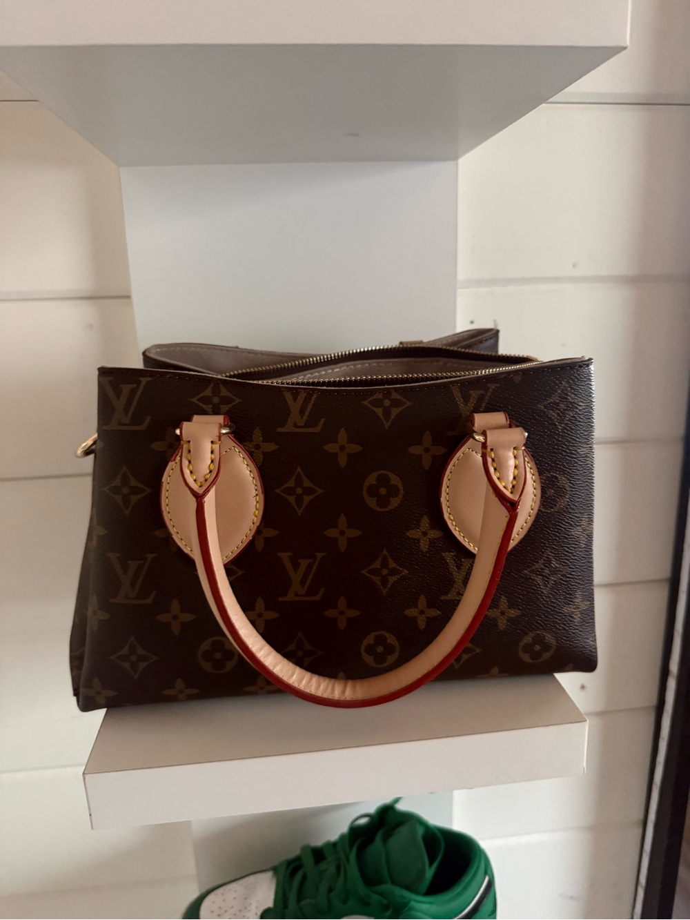 Louis Vuitton Monogram Canvas Satchel with Tan and Red Trim - Picture 1 of 3